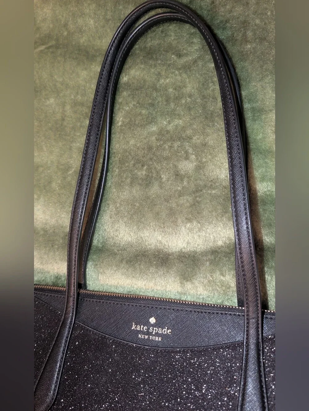 Kate Spade Joeley Lola Shimmy Glitter Top Zip Tote Shoulder Bag Black VGC